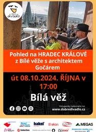 Pohled na HRADEC KRÁLOVÉ z Bílé věže s architektem Gočárem