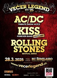 Večer legend 25 - tribute bandy AC/DC, KISS a Rolling Stones