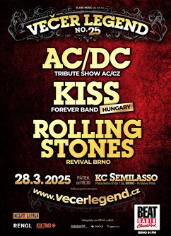 Večer legend 25 - tribute bandy AC/DC, KISS a Rolling Stones